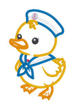 An applique design of a duck wearing a sailor suit by snugglepuppyapplique.com