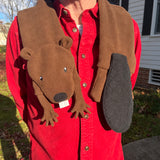 an in the hoop embroidery design of a Beaver  made into a scarf by snugglepuppyapplique.com