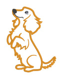 An applique design of a long haired doxie begging by snugglepuppyapplique.com