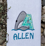 Shark Alphabet applique embroidery design, snugglepuppyapplique.com