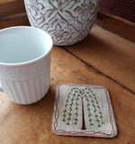 In the hoop Primitive Willow Coaster embroidery design