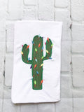 Saguaro cactus with Christmas lights applique embroidery design, snugglepuppyapplique.com