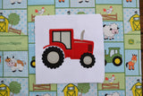 tractor applique embroidery design in profile, farm tractor, snugglepuppyapplique.com