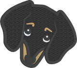 Cartoon Black and Tan Dachshund applique Embroidery Design, snugglepupppyapplique.com