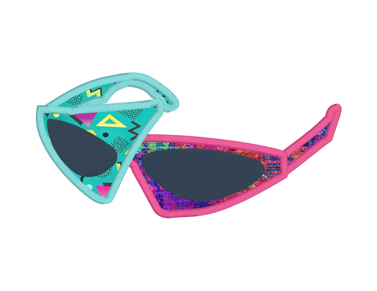 80s goggles Sunglasses of the 1980's Applique Embroidery Design – Snuggle Puppy Applique