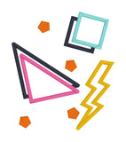 An applique of geometric shapes in an 80's style by snugglepuppyapplique.com