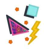 An applique of geometric shapes in an 80's style by snugglepuppyapplique.com