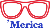 an applique of sunglasses with the word "'merica" embroidered underneath by snugglepuppyapplique.com