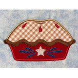 Pie applique embroidery design, apple pie, 4th of July design, snugglepuppyapplique.com