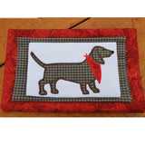 Dachshund applique embroidery design, dachshund wearing a bandanna, snugglepuppyapplique.com