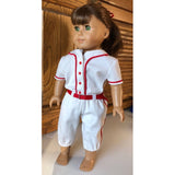 Baseball outfit sewing pattern for 18 inch doll, snugglepuppyapplique.com
