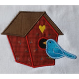Birdhouse applique embroidery design, snugglepuppyapplique.com