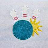 Bowling Applique embroidery Design, snugglepuppyapplique.com