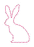 An applique of a bunny with a motif outline by snuggle puppyappllique.com
