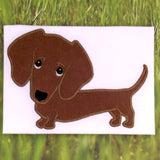 Cartoon style Dachshund applique embroidery design, snugglepuppyapplique.com