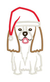 A Machine  applique design of a Cavalier King Charles Spaniel wearing a Santa hat by snugglepuppyapplique.com