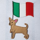 Chihuahua with Mexican Flag Cinco de Mayo applique embroidery design, snugglepuppyapplique.com