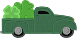 Vintage pickup truck with large shamrocks, snugglepuppyapplique.com