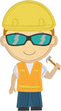 Construction worker applique embroidery design, Construction guy, snugglepuppyapplique.com