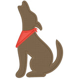 coyote applique embroidery design, southwest style coyote wearing a bandanna, snugglepuppyapplique.com