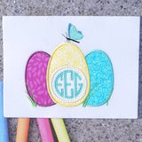 Easter egg monogram frame applique embroidery design, snugglepuppyapplique.com