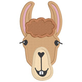 Goofy Llama face applique embroidery design