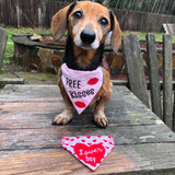in the hoop Valentine Bandanas embroidery design "Free kisses" and "Lover Boy" by snugglepuppyapplique.com