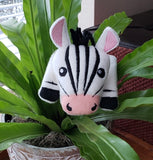 In the hoop Zebra beanbag stuffy embroidery design by snugglepuppyapplique.com