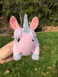 In the hoop Unicorn beanbag stuffy embroidery design by snugglepuppyapplique.com