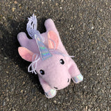 In the hoop Unicorn beanbag stuffy embroidery design by snugglepuppyapplique.com