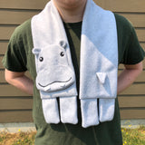 In the hoop Hippopotamus Scarf by snugglepuppyapplique.com