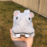 In the hoop hippopotamus Beanbag stuffy by snugglepuppyapplique.com
