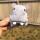 In the hoop hippopotamus Beanbag stuffy by snugglepuppyapplique.com