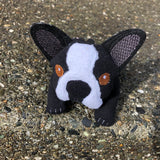 In the hoop Boston Terrier beanbag stuffy embroidery design by snugglepuppyapplique.com