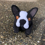 In the hoop Boston Terrier beanbag stuffy embroidery design by snugglepuppyapplique.com