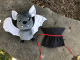 In the hoop Bat stuffy with Dracula cape embroidery design for machine embroidery use, snugglepuppyapplique.com