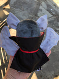 In the hoop Bat stuffy with Dracula cape embroidery design for machine embroidery use, snugglepuppyapplique.com