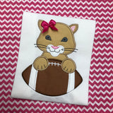 Cougar, Lioness, Jaguar, Wildcat, Puma with Football Applique Embroidery Design, snugglepuppyapplique.com