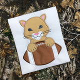 Cougar, Lioness, Jaguar, Wildcat, Puma with Football Applique Embroidery Design, snugglepuppyapplique.com