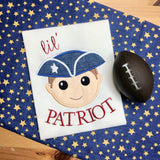 lil' Patriot Mascot Applique Embroidery Design, snugglepuppyapplique.com