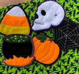 In the Hoop Halloween Coasters embroidery design for use with an Embroidery machine, snugglepuppyapplique.com