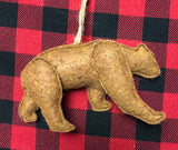 In the hoop bear Christmas ornament embroidery design, snugglepuppyapplique.com