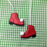 In the hoop Ice Skates Christmas Ornament Embroidery Design, snugglepuppyapplique.com