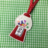 In the Hoop Gum Ball Machine Christmas Ornament or Gift Tag Embroidery Design, snugglepuppyapplique.com