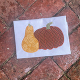 An applique of a gourd and a pumpkin by snugglepuppyapplique.com