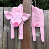 In the hoop Pig scarf embroidery design by Snugglepuppyapplique.com
