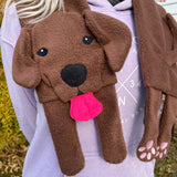 An in the hoop embroidery design of a Labrador scarf by snugglepuppyapplique.com
