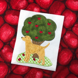 September Labrador Autumn Harvest Applique Embroidery Design by snugglepuppyapplique.com