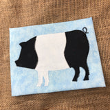 Folk Art Primitive Pig zigzag applique embroidery design by snugglepuppyapplique.com