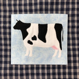 Folk art Cow zigzag applique embroidery design by snugglepuppyapplique.com